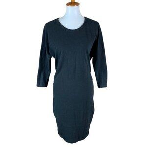 James‎ Perse Black Stretch Knit Dress 3 Sleeve Minimalist Casual Soft Cotton L